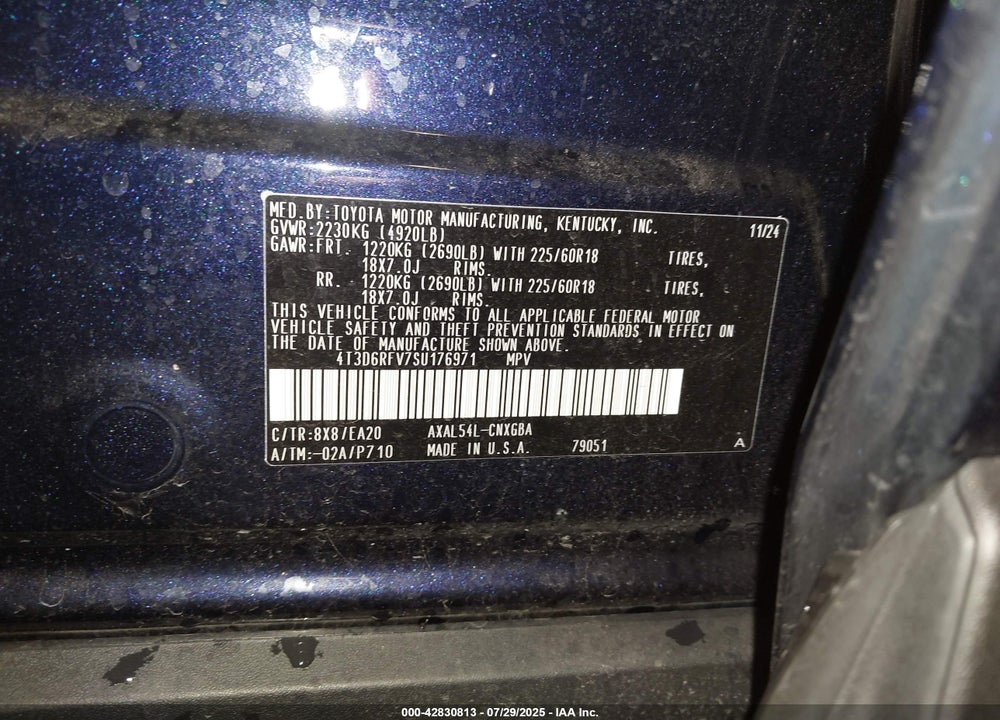 2025 TOYOTA RAV4 HYBRID VIN: 4T3D6RFV7SU176971