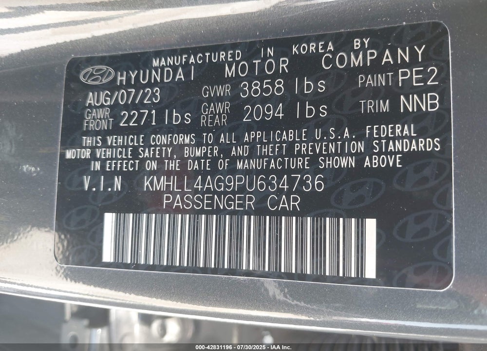 2023 HYUNDAI ELANTRA VIN: KMHLL4AG9PU634736