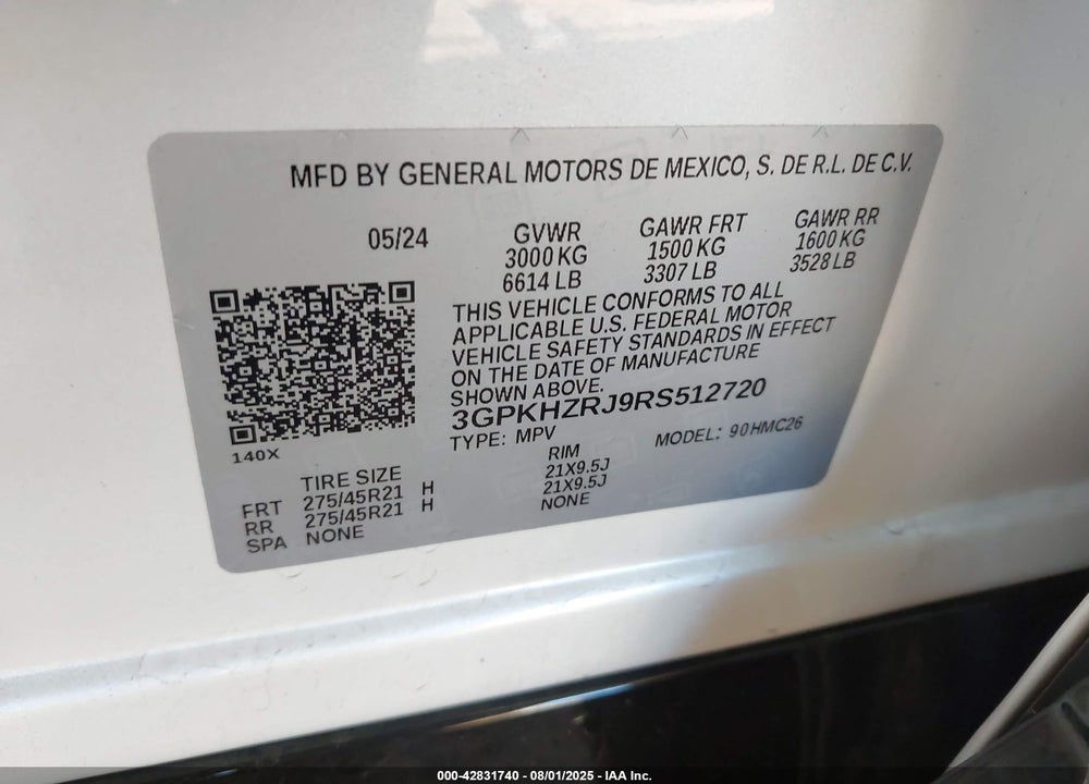 2024 HONDA PROLOGUE VIN: 3GPKHZRJ9RS512720