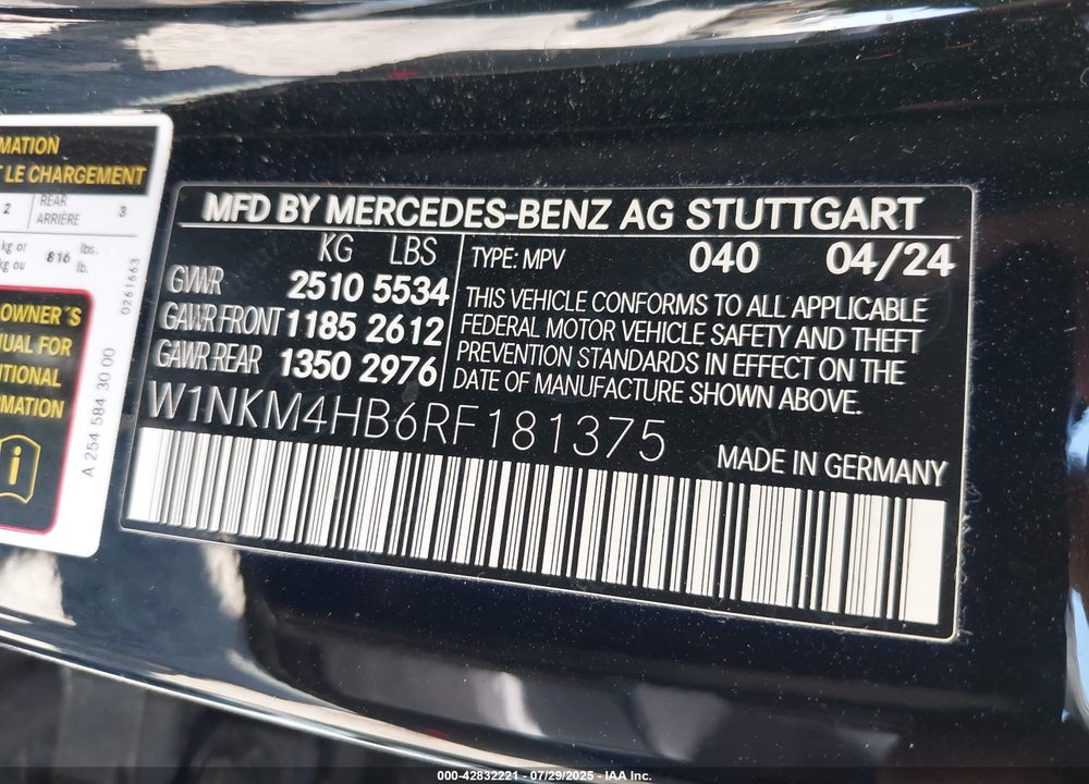 2024 MERCEDES-BENZ GLC 300 4MATIC SUV VIN: W1NKM4HB6RF181375