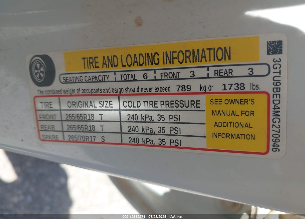 2021 GMC SIERRA 1500 VIN: 3GTU9BED4MG270946