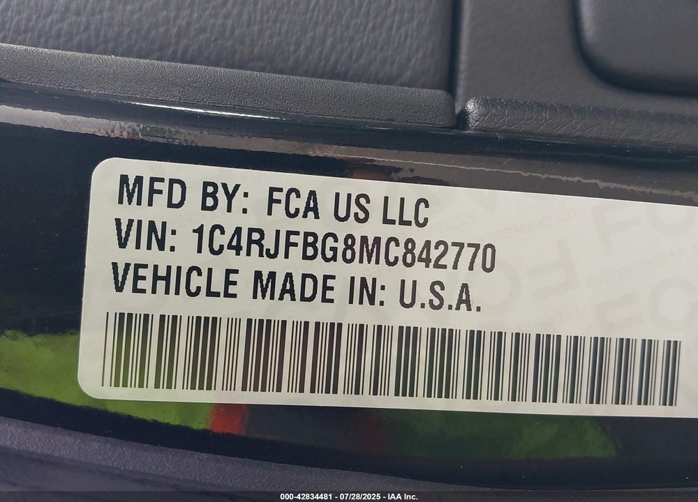2021 JEEP GRAND CHEROKEE 80TH ANNIVERSARY 4X4 VIN: 1C4RJFBG8MC842770
