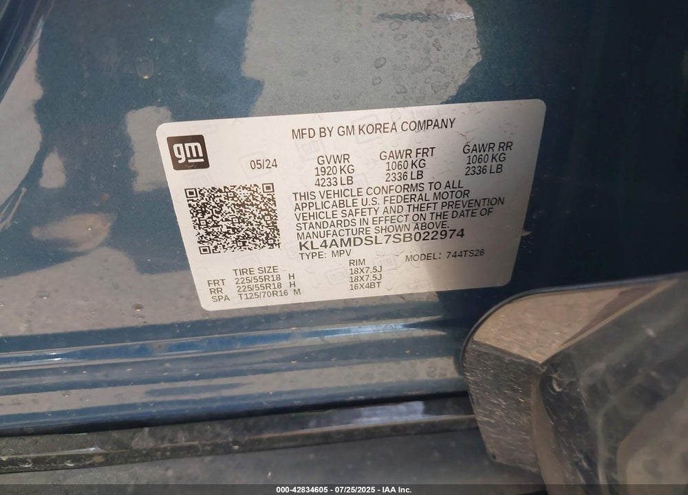 2025 BUICK ENCORE GX VIN: KL4AMDSL7SB022974