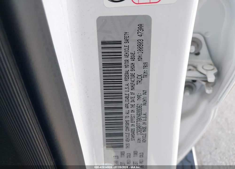 2019 RAM 1500 VIN: 1C6SRFFT6KN699361