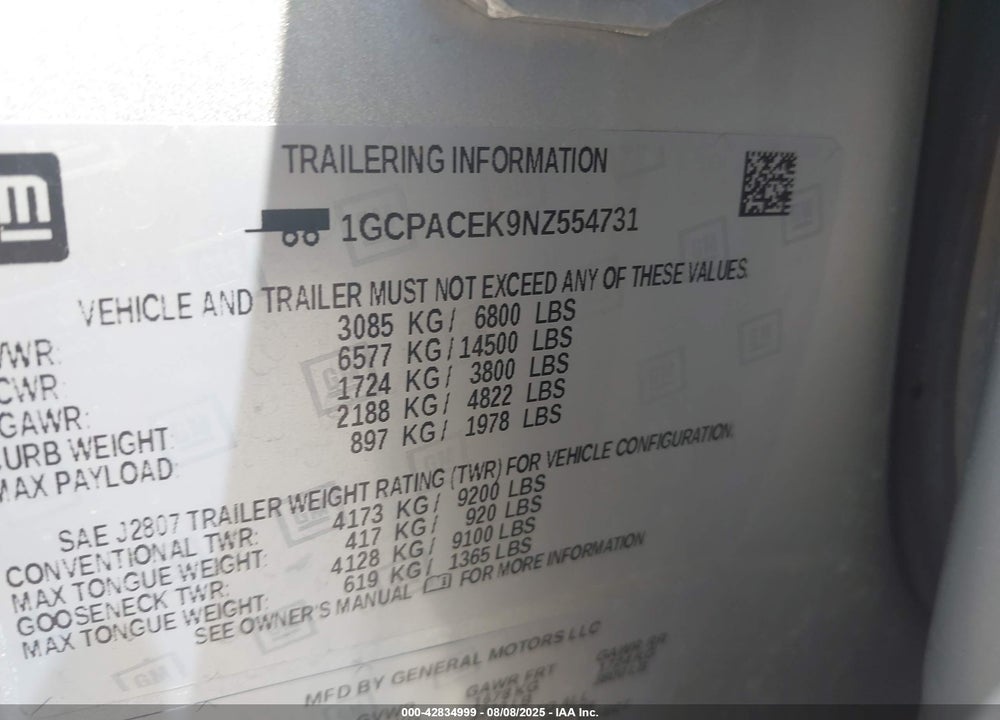 2022 CHEVROLET SILVERADO 1500 2WD SHORT BED LT VIN: 1GCPACEK9NZ554731
