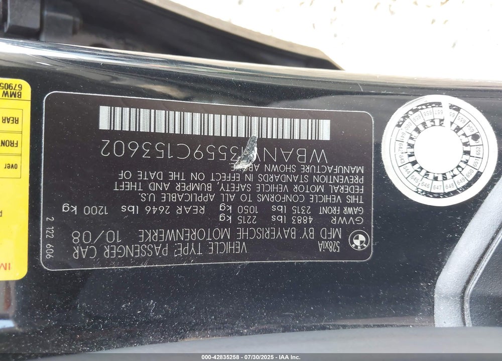 2009 BMW 5 SERIES 528I XDRIVE VIN: WBANV13559C153602