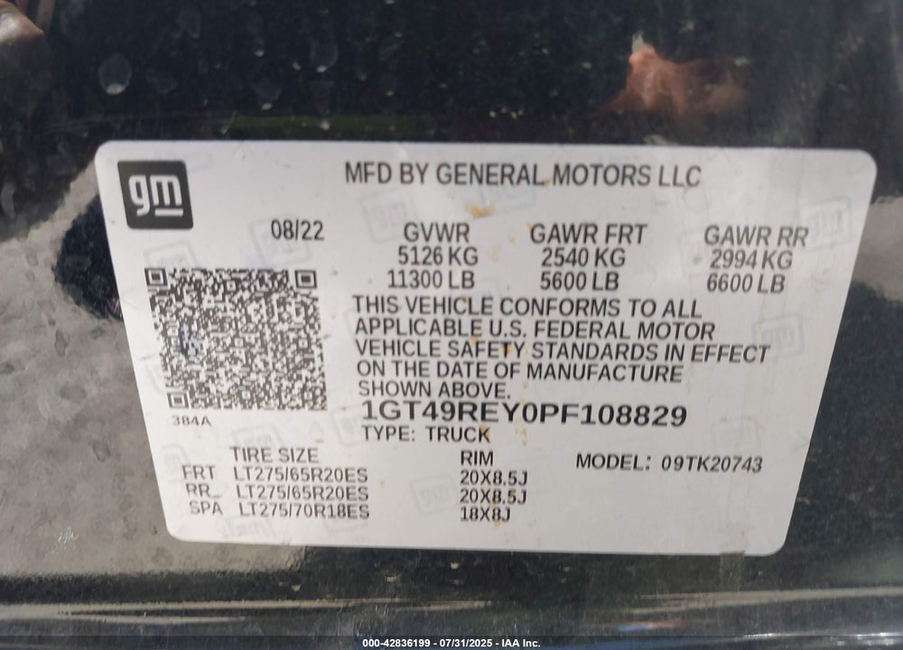 2023 GMC SIERRA 2500HD 4WD  STANDARD BED DENALI VIN: 1GT49REY0PF108829
