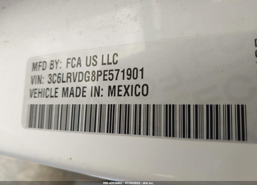 2023 RAM PROMASTER 2500 VIN: 3C6LRVDG8PE571901