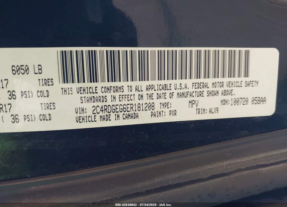 2014 DODGE GRAND CARAVAN R/T VIN: 2C4RDGEG6ER181208