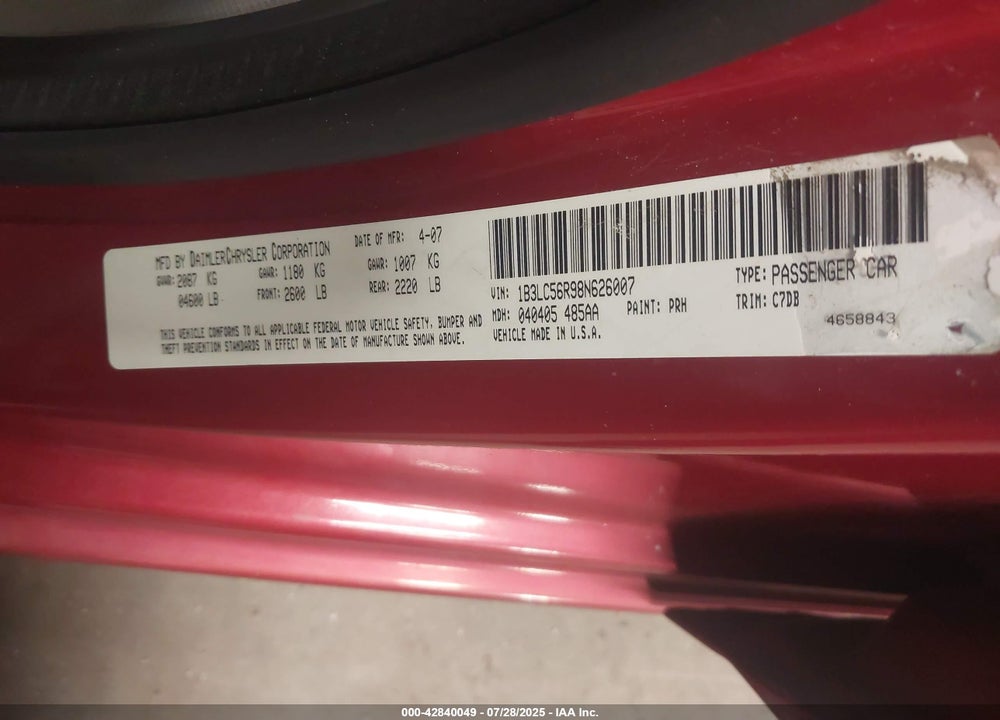 2008 DODGE AVENGER SXT VIN: 1B3LC56R98N626007
