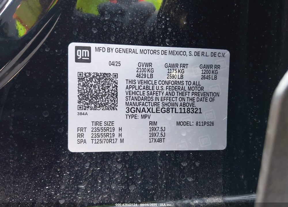 2026 CHEVROLET EQUINOX FWD RS VIN: 3GNAXLEG8TL118321