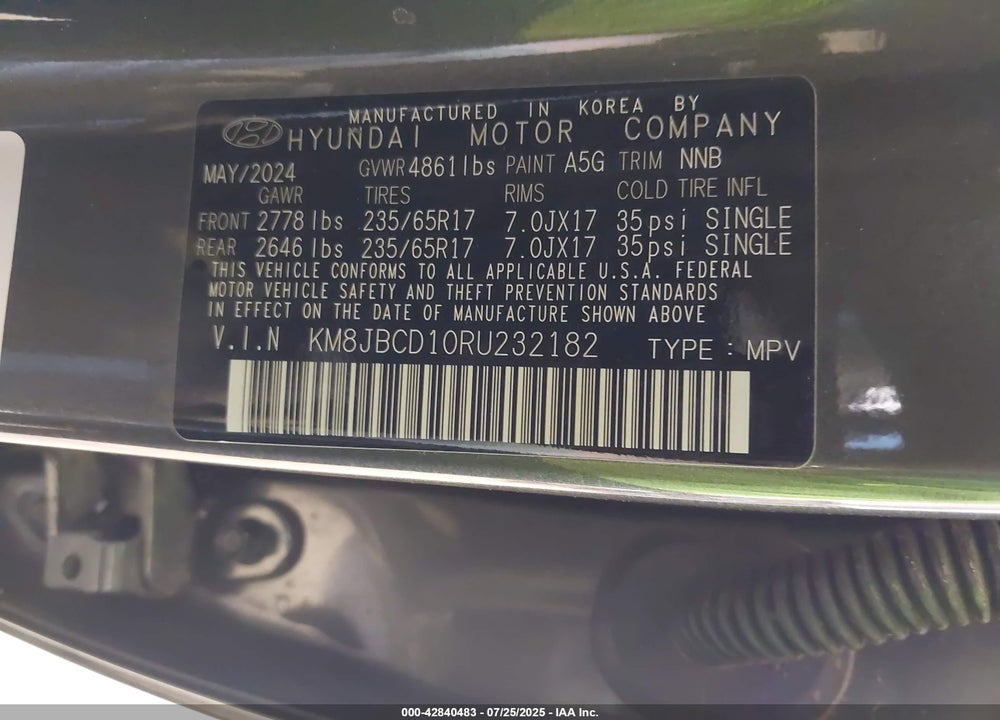 2024 HYUNDAI TUCSON HYBRID VIN: KM8JBCD10RU232182
