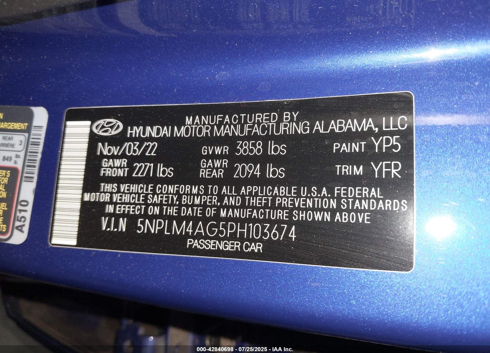 2023 HYUNDAI ELANTRA VIN: 5NPLM4AG5PH103674