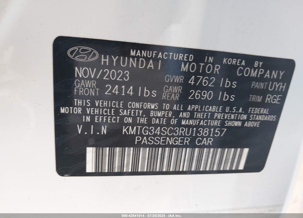 2024 GENESIS G70 VIN: KMTG34SC3RU138157