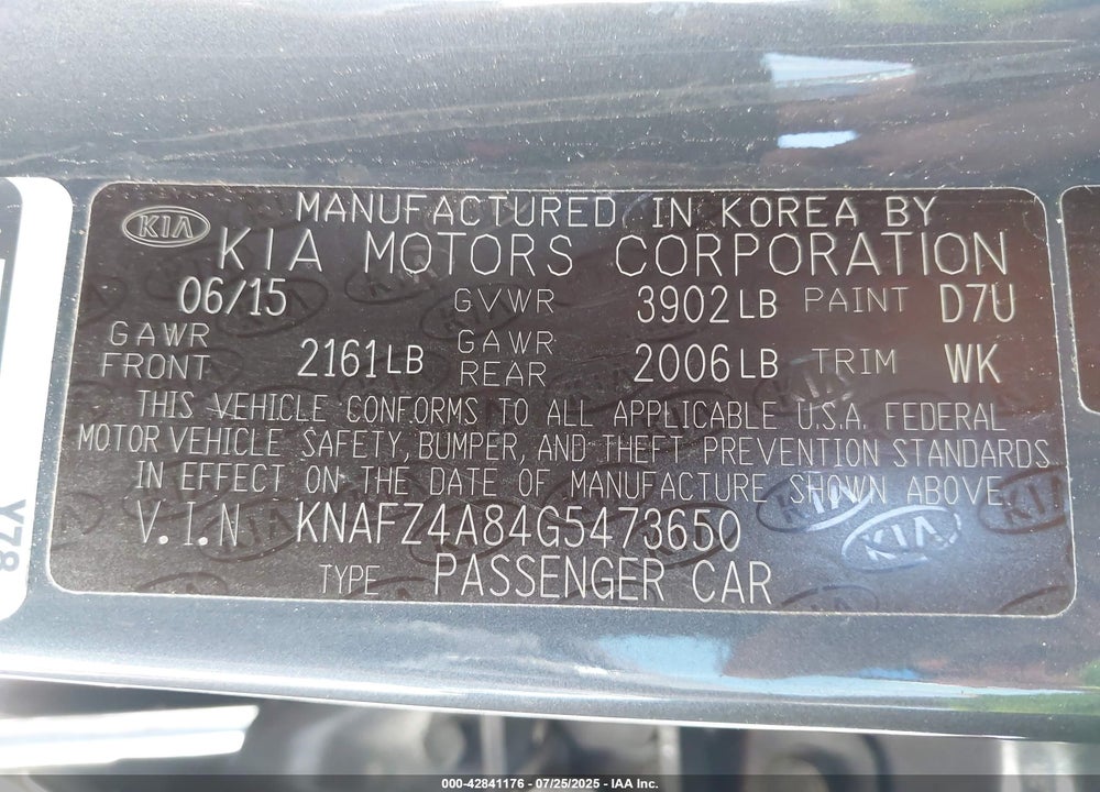 2016 KIA FORTE VIN: KNAFZ4A84G5473650
