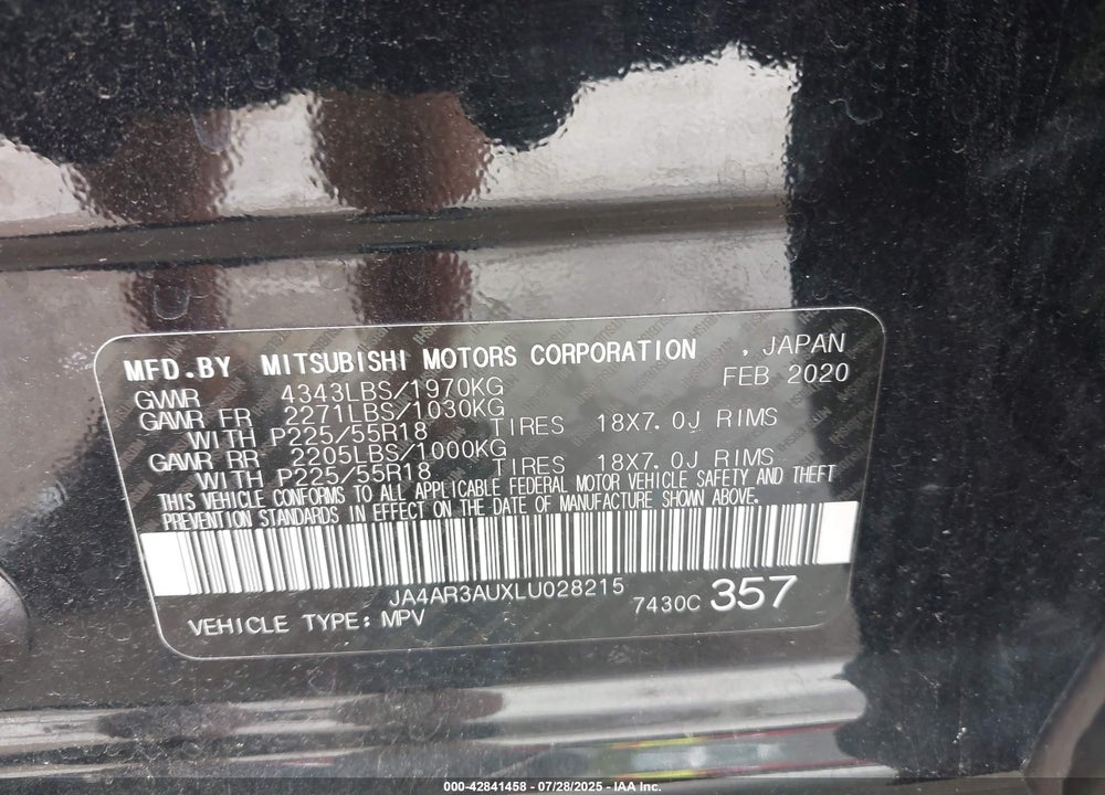 2020 MITSUBISHI OUTLANDER SPORT VIN: JA4AR3AUXLU028215