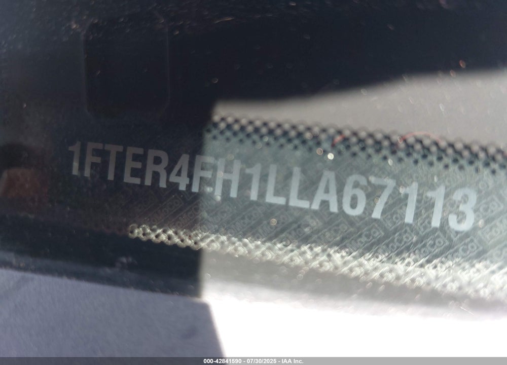 2020 FORD RANGER VIN: 1FTER4FH1LLA67113