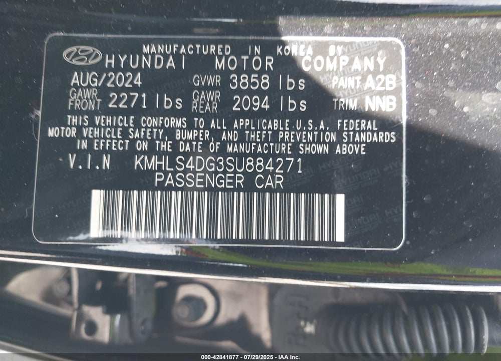 2025 HYUNDAI ELANTRA VIN: KMHLS4DG3SU884271