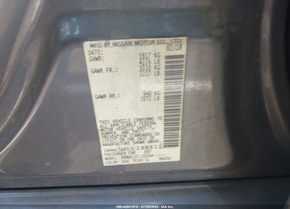 2018 NISSAN ALTIMA VIN: 1N4AL3AP1JC198411