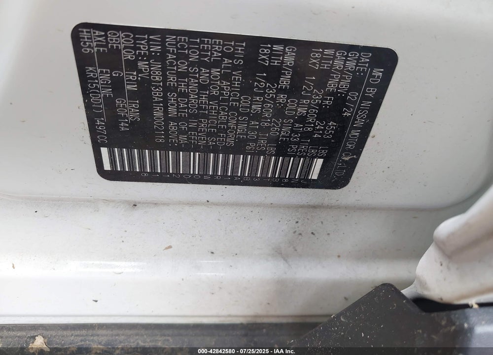 2024 NISSAN ROGUE VIN: JN8BT3BA1RW002118