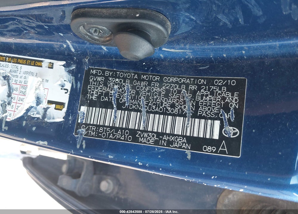 2010 TOYOTA PRIUS VIN: JTDKN3DU3A0130817