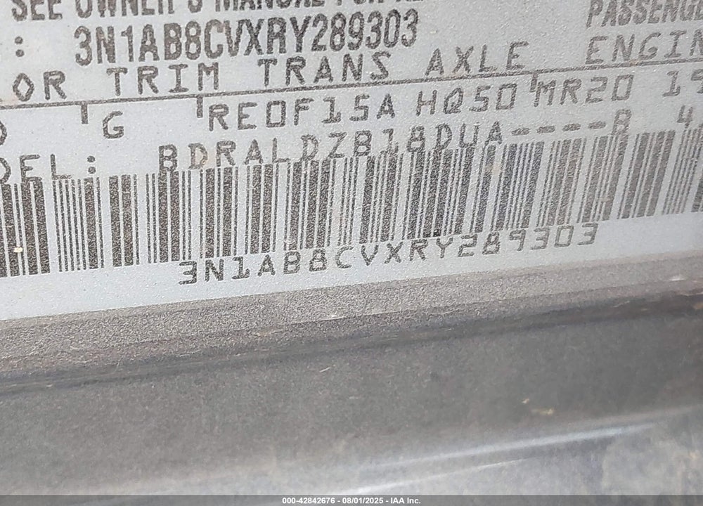 2024 NISSAN SENTRA VIN: 3N1AB8CVXRY289303