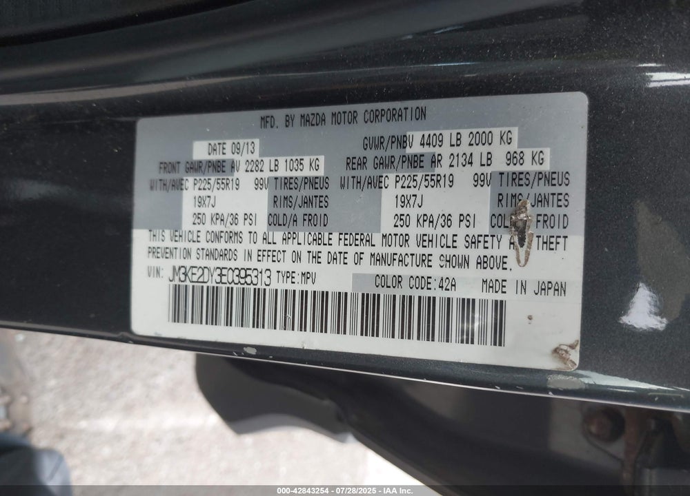 2014 MAZDA CX-5 VIN: JM3KE2DY3E0395313