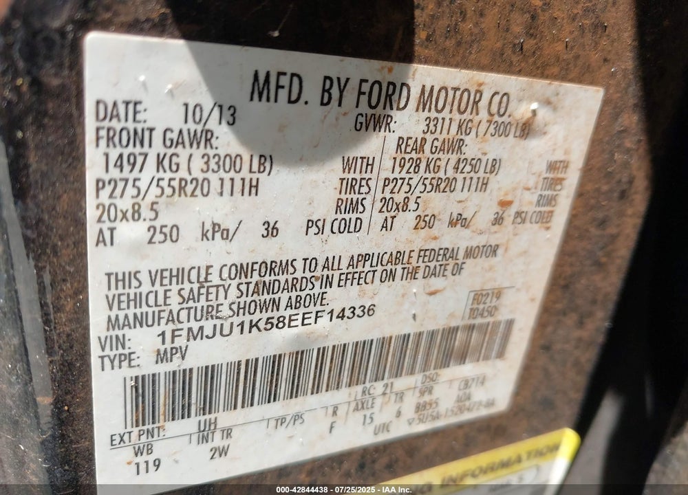 2014 FORD EXPEDITION VIN: 1FMJU1K58EEF14336
