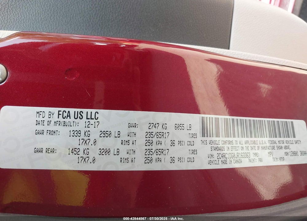 2018 CHRYSLER PACIFICA TOURING VIN: 2C4RC1DG0JR163363