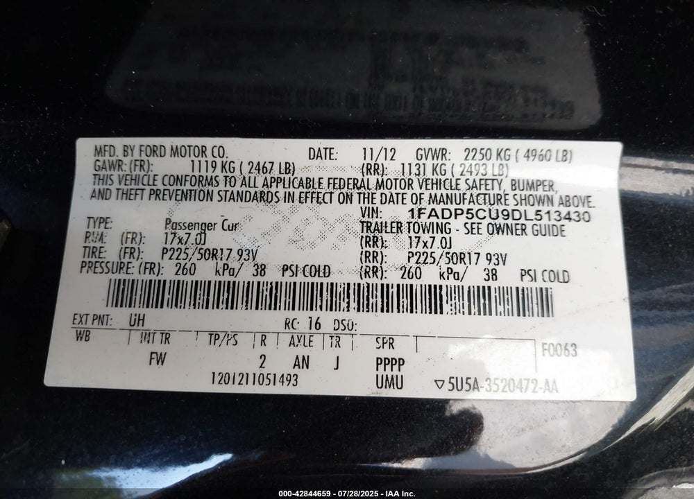 2013 FORD C-MAX VIN: 1FADP5CU9DL513430