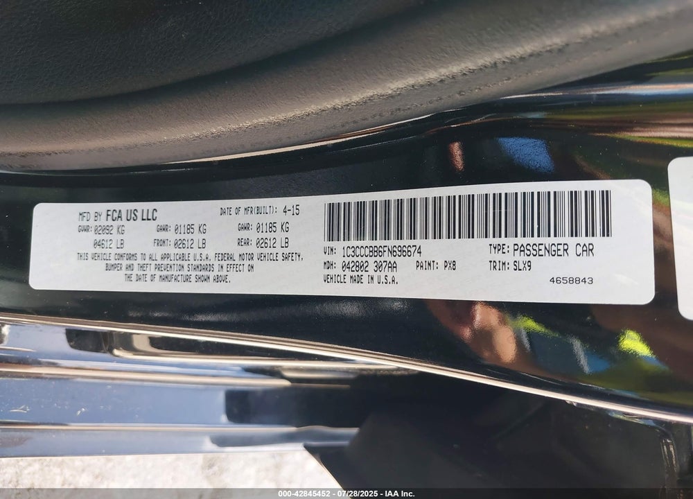 2015 CHRYSLER 200 S VIN: 1C3CCCBB6FN696674