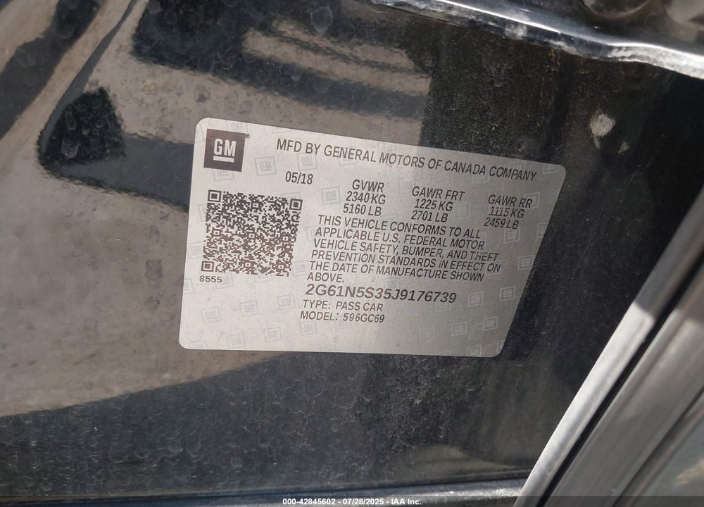 2018 CADILLAC XTS LUXURY VIN: 2G61N5S35J9176739