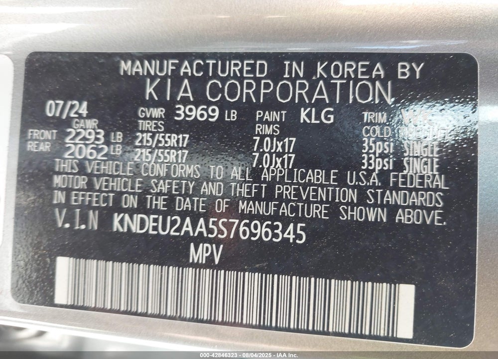 2025 KIA SELTOS S VIN: KNDEU2AA5S7696345