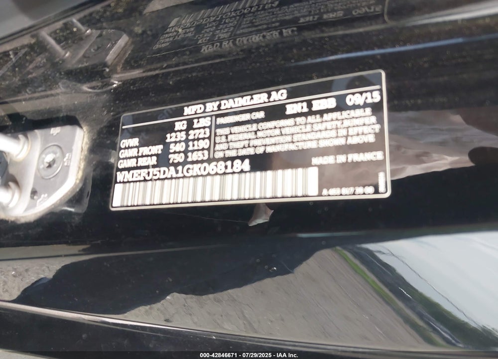 2016 SMART FORTWO VIN: WMEFJ5DA1GK068184