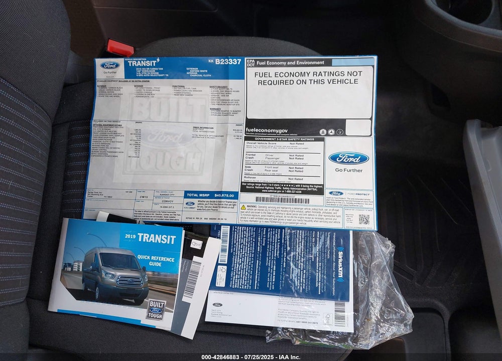 2019 FORD TRANSIT VIN: 1FTBW2XG5KKB23337