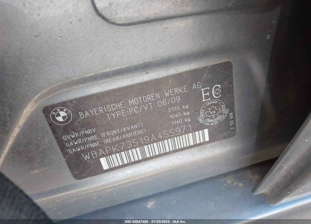 2009 BMW 328I XDRIVE VIN: WBAPK73519A455971
