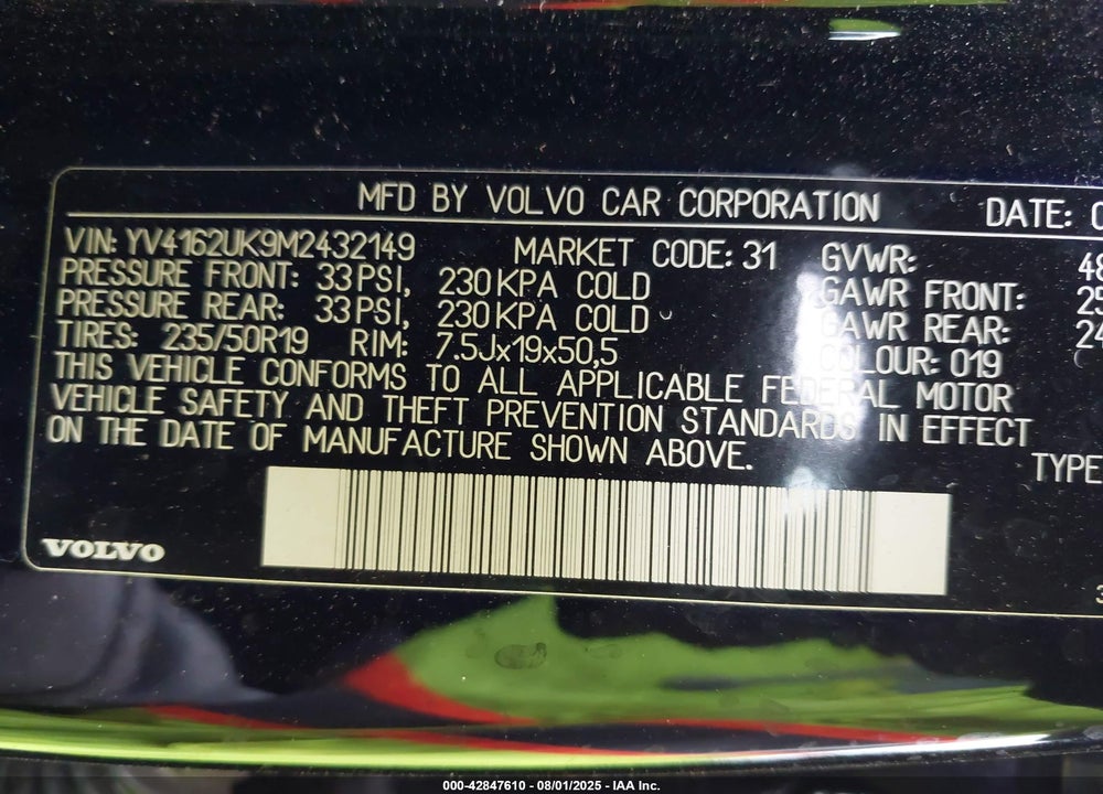 2021 VOLVO XC40 VIN: YV4162UK9M2432149