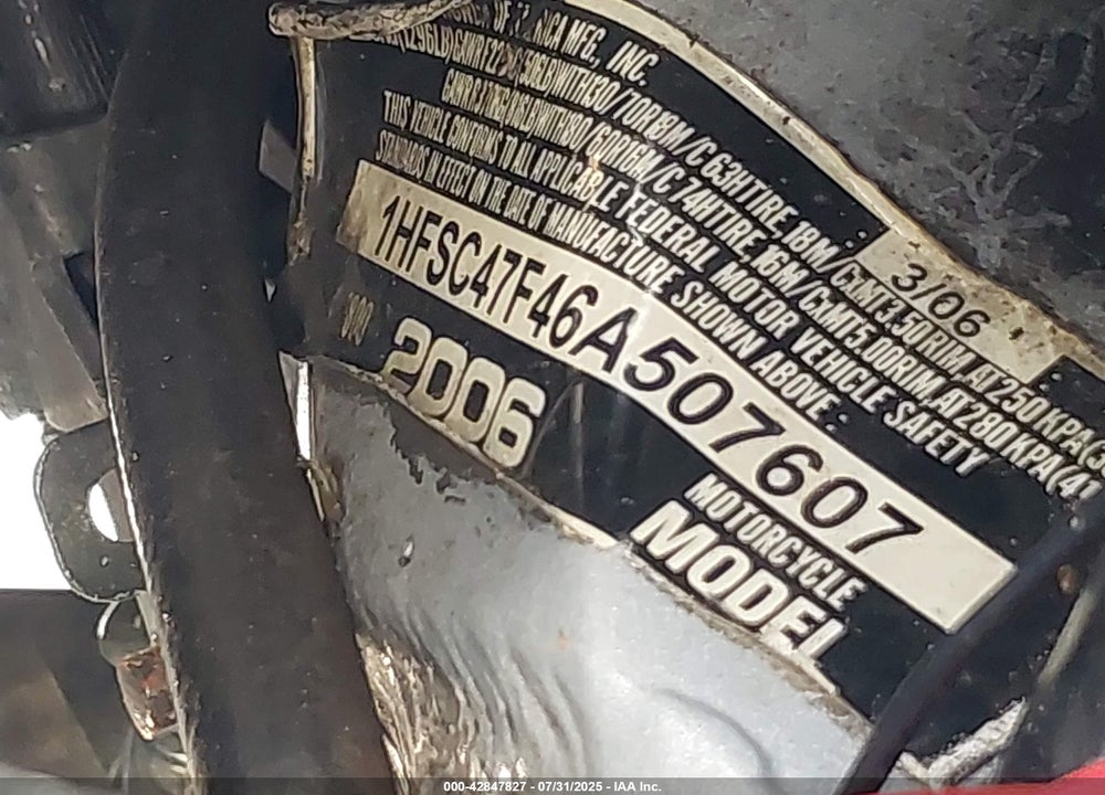 2006 HONDA GL1800 VIN: 1HFSC47F46A507607
