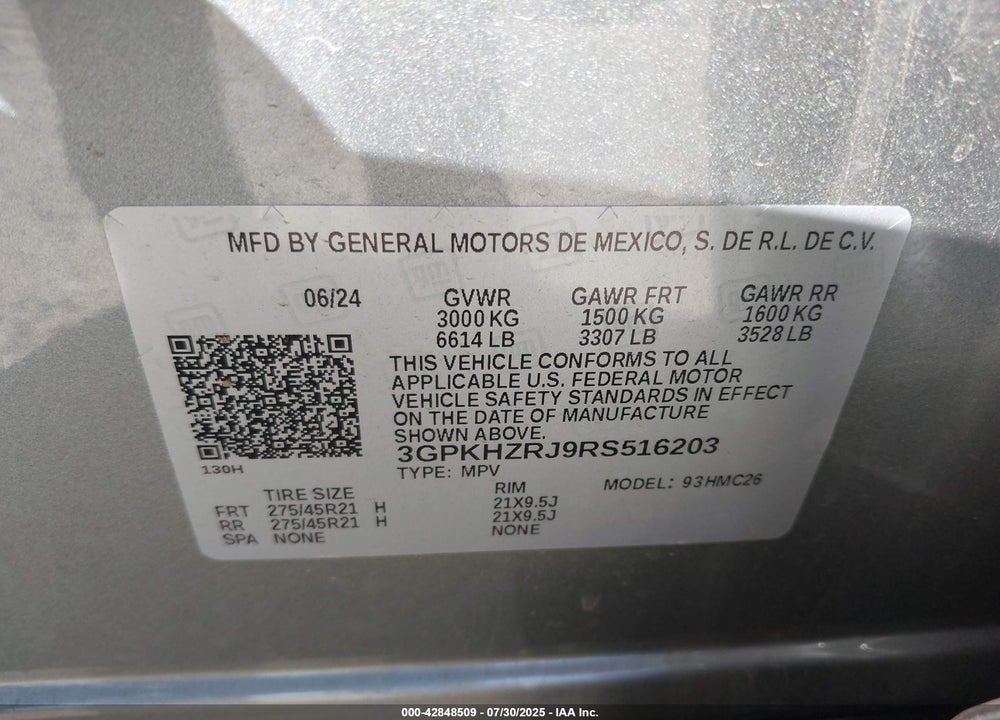 2024 HONDA PROLOGUE ELITE VIN: 3GPKHZRJ9RS516203