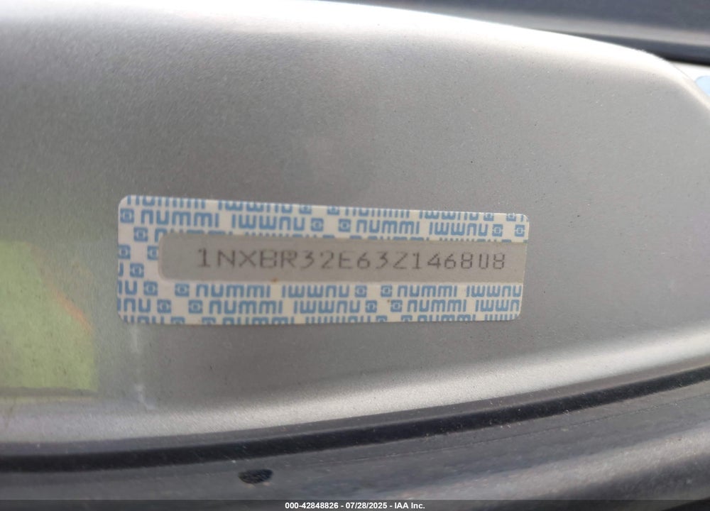 2003 TOYOTA COROLLA S VIN: 1NXBR32E63Z146808