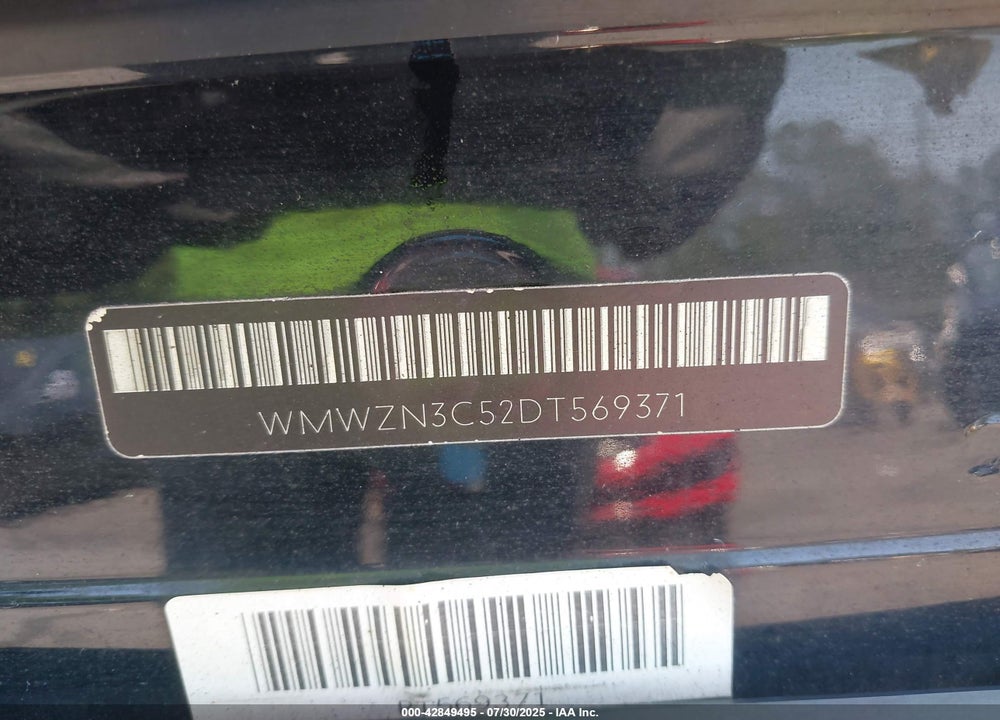 2013 MINI CONVERTIBLE VIN: WMWZN3C52DT569371