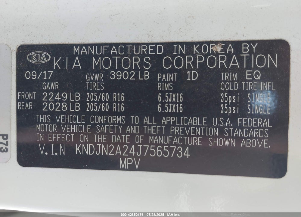 2018 KIA SOUL VIN: KNDJN2A24J7565734