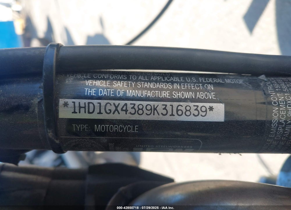2009 HARLEY-DAVIDSON FXDB VIN: 1HD1GX4389K316839