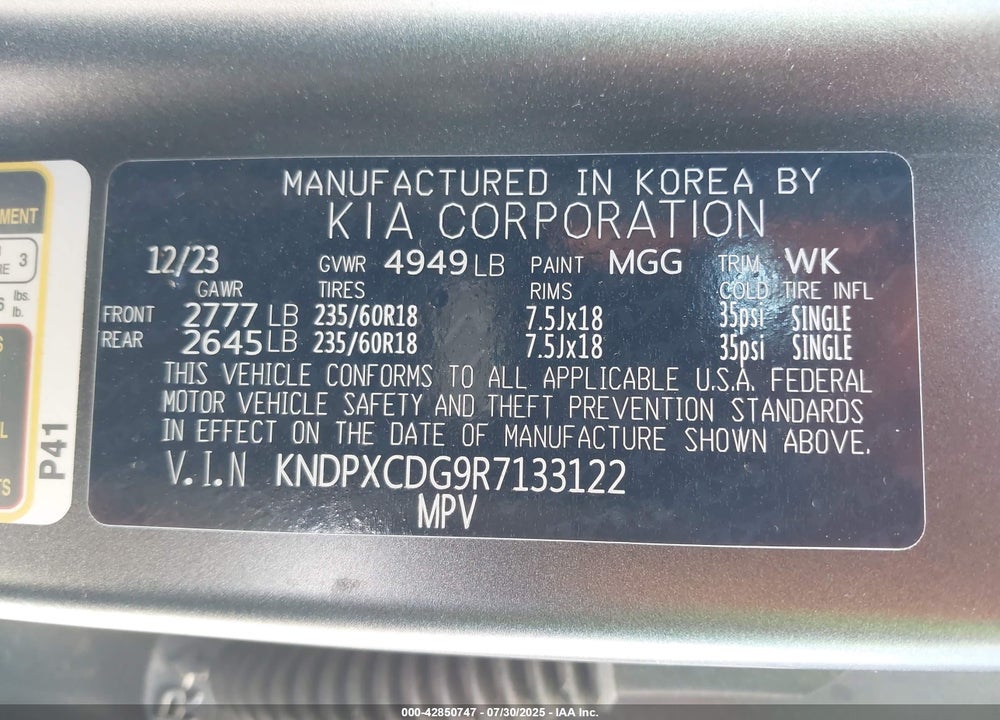 2024 KIA SPORTAGE HYBRID VIN: KNDPXCDG9R7133122