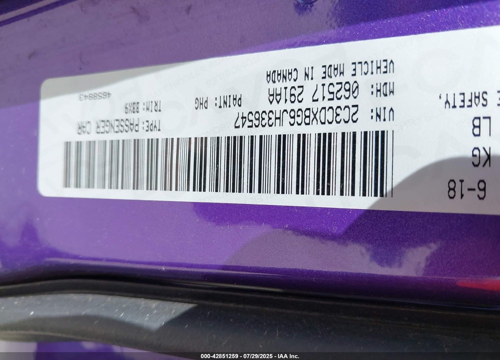 2018 DODGE CHARGER VIN: 2C3CDXBG6JH336547