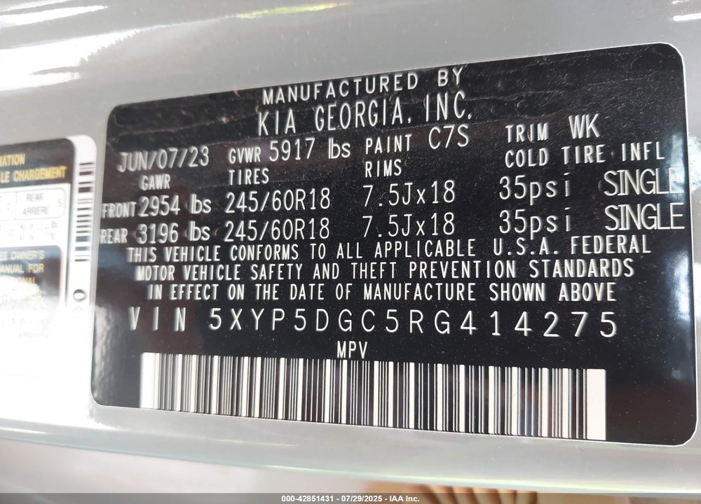 2024 KIA TELLURIDE VIN: 5XYP5DGC5RG414275