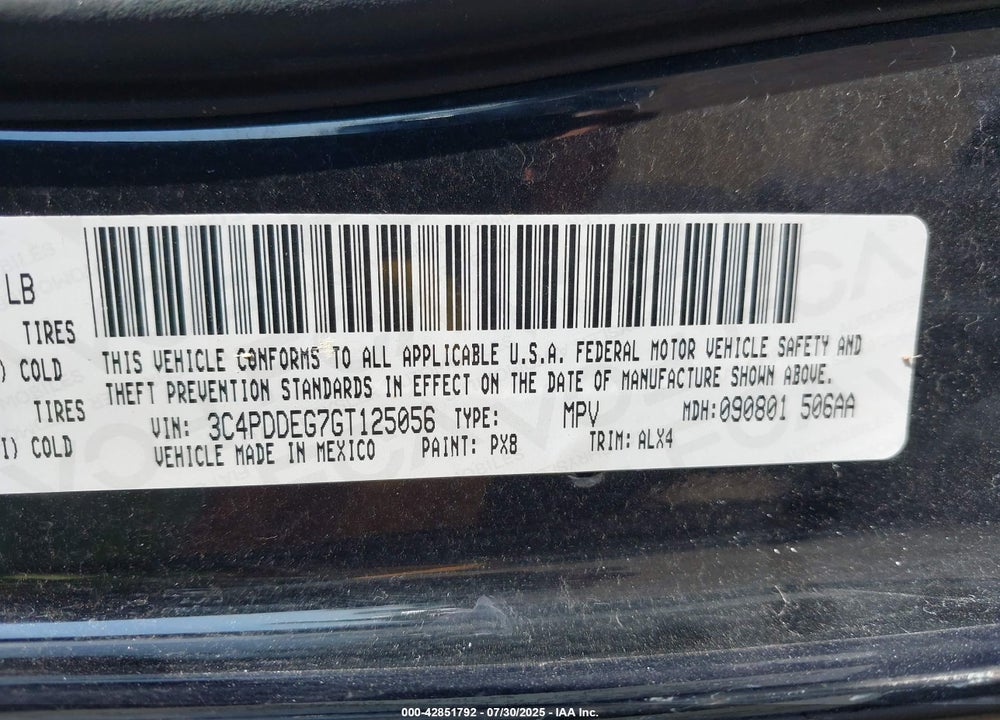 2016 DODGE JOURNEY VIN: 3C4PDDEG7GT125056