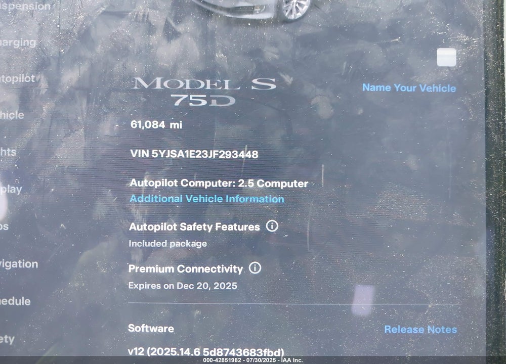 2018 TESLA MODEL S VIN: 5YJSA1E23JF293448