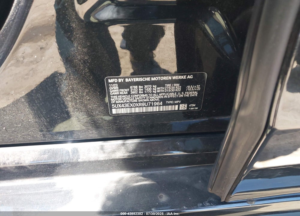 2024 BMW X6 VIN: 5UX43EX0XR9U71964
