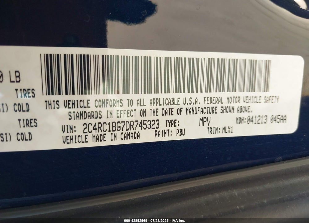 2013 CHRYSLER TOWN & COUNTRY TOURING VIN: 2C4RC1BG7DR745323